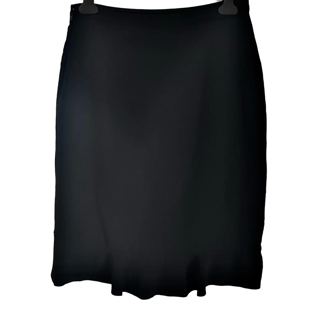 Anthropologie HD in Paris Flounce Hem Mermaid Mini Pencil Skirt in Black 10 EUC